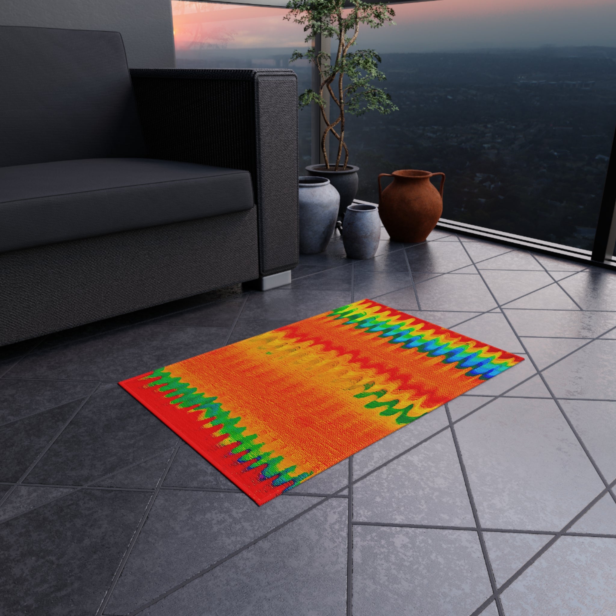 Chromatic Flow Collection Outdoor Rug — Fluid Energy Abstraction