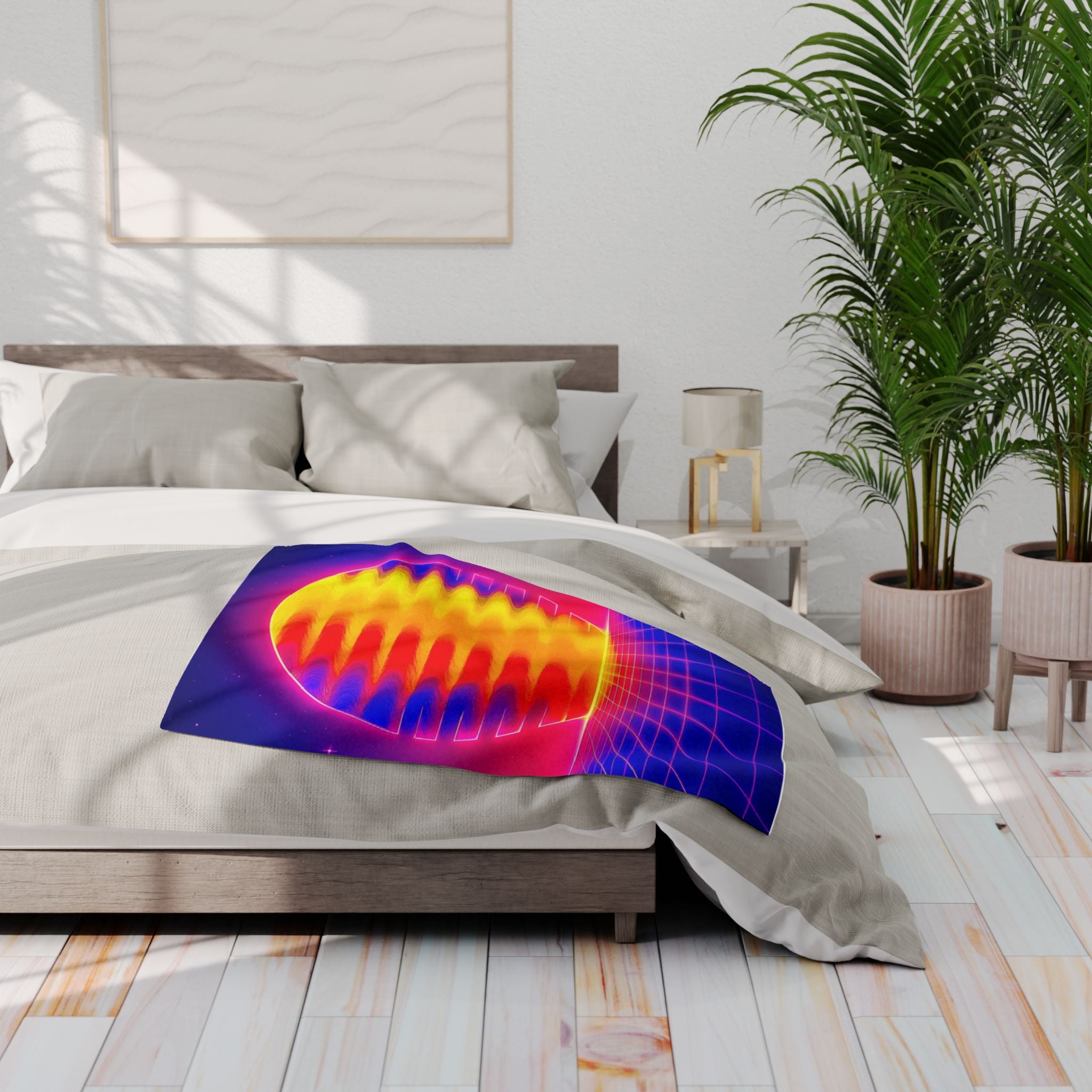 Chromatic Flow Arctic Fleece Blanket — Fluid Energy Art Ripple Design