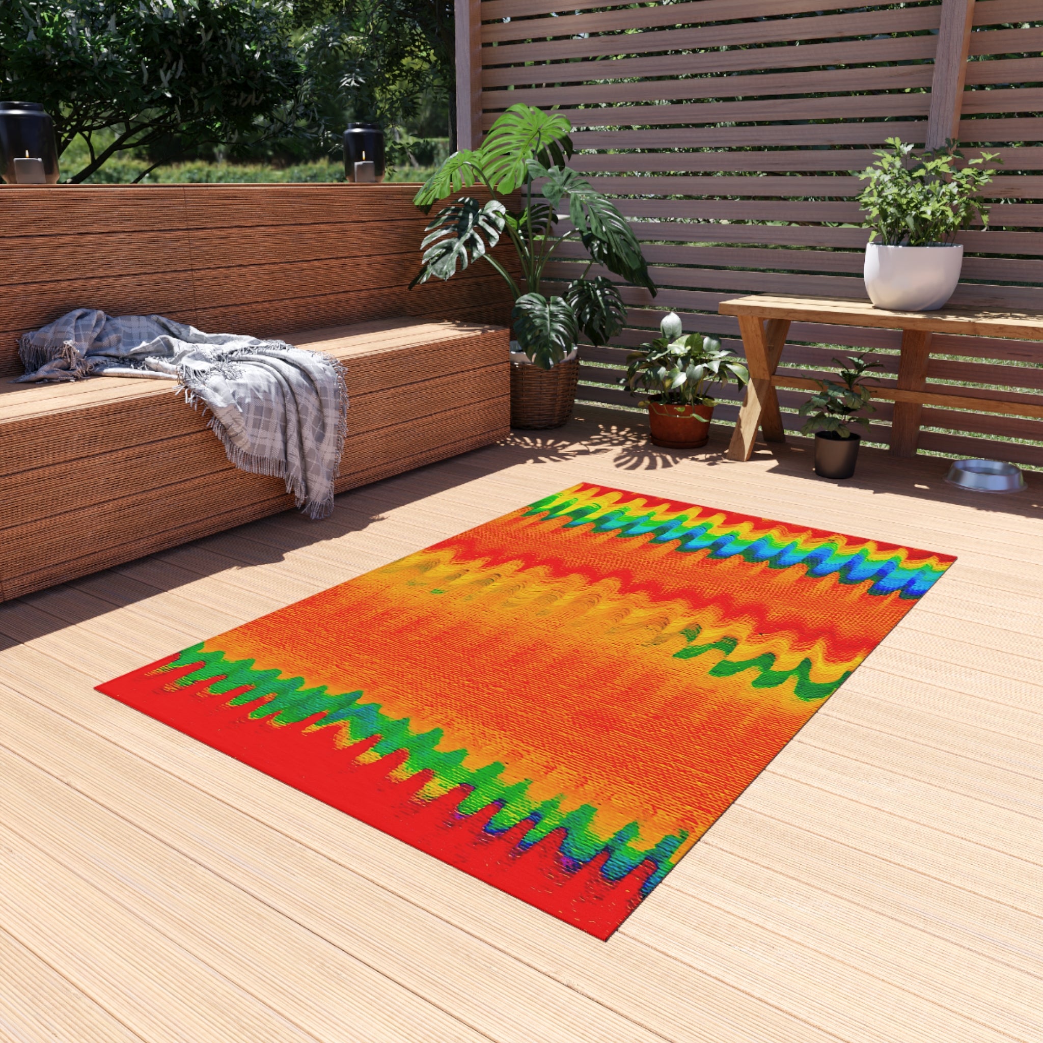 Chromatic Flow Collection Outdoor Rug — Fluid Energy Abstraction