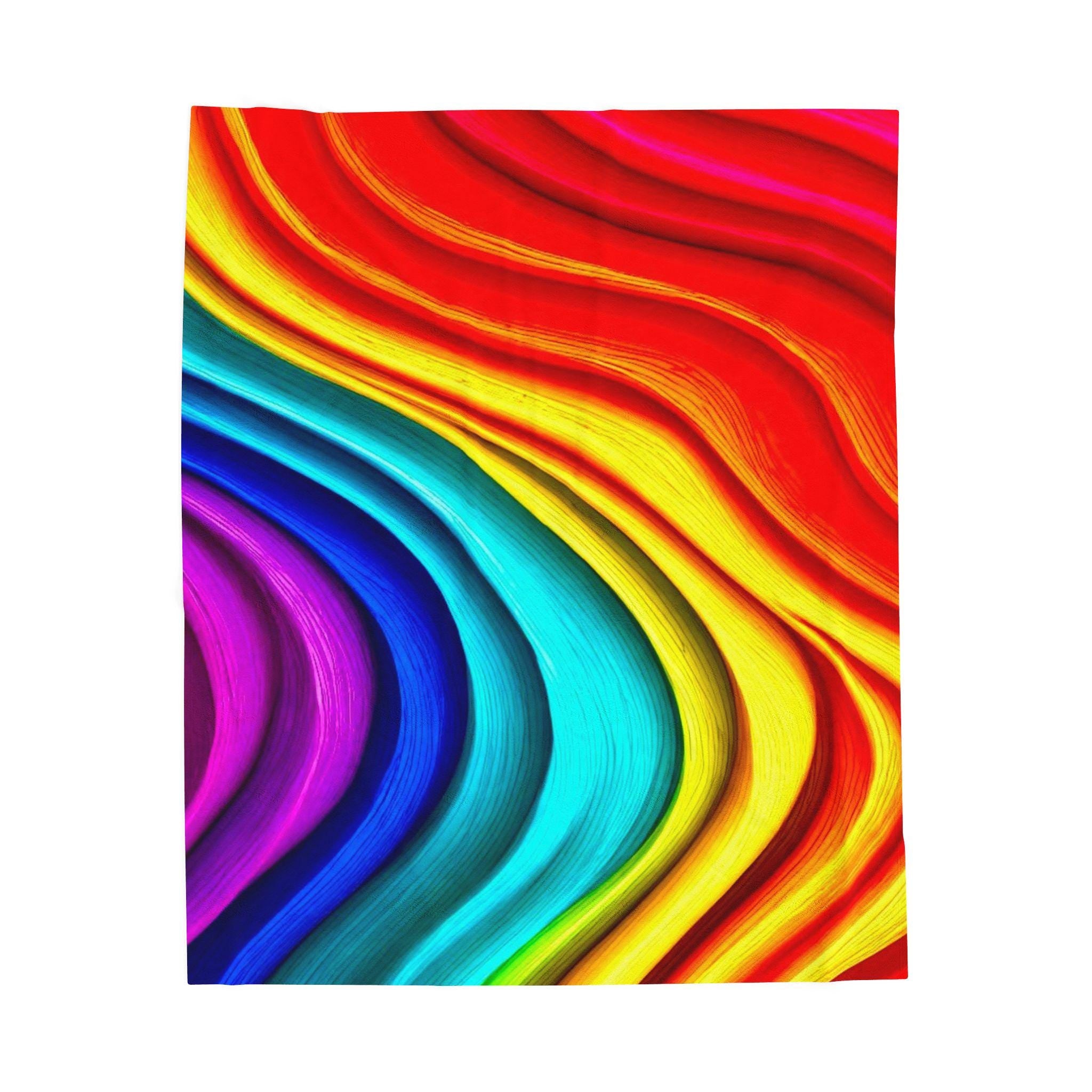Fluid Art Plush Blanket – Chromatic Wave Design, Modern Home Decor