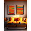 Abstract Sunset Wave Canvas Wrap — Vibrant Orange & Rainbow Wall Art (1.6")