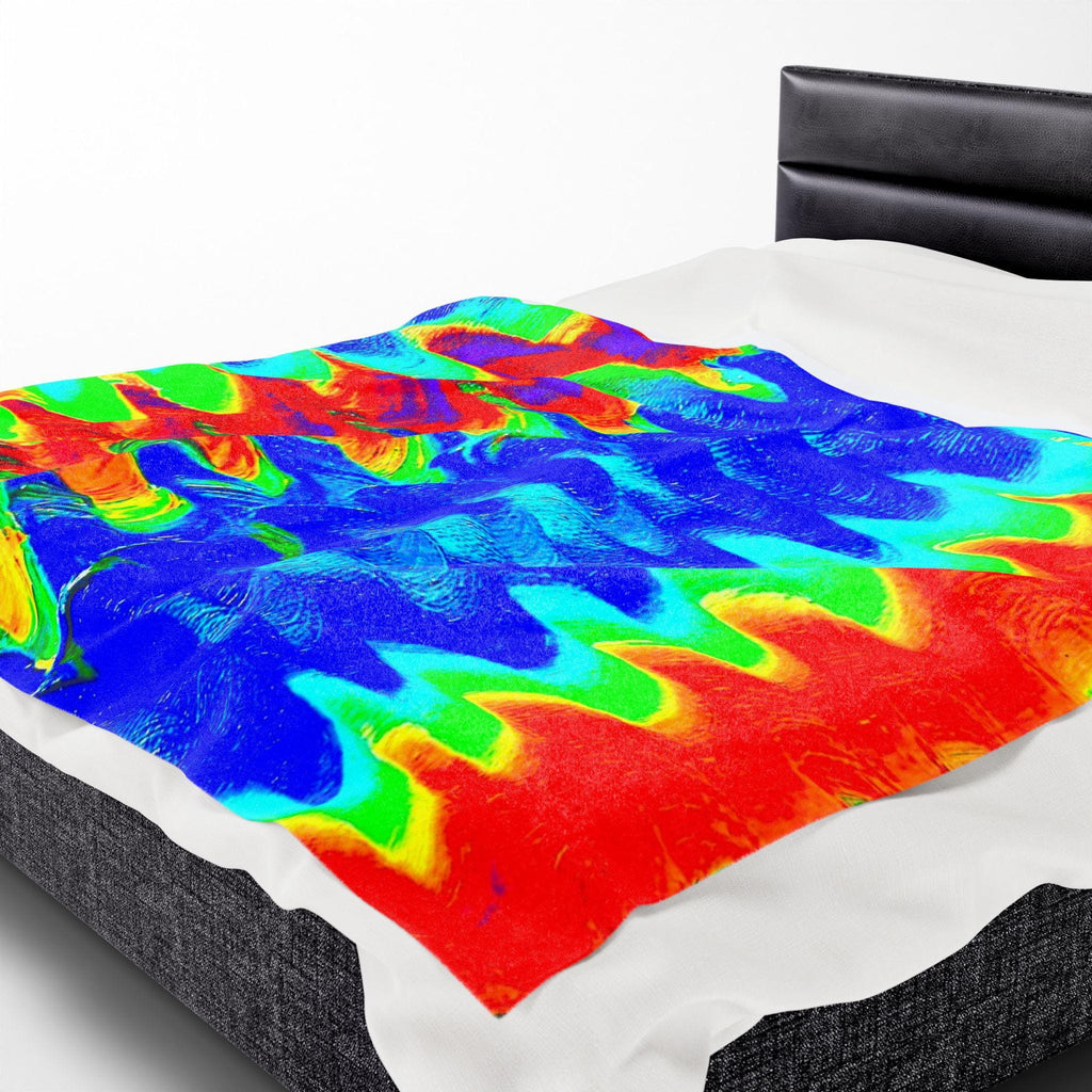 Chromatic Flow Velveteen Plush Blanket – Wrap Yourself in Energy & Color 😉