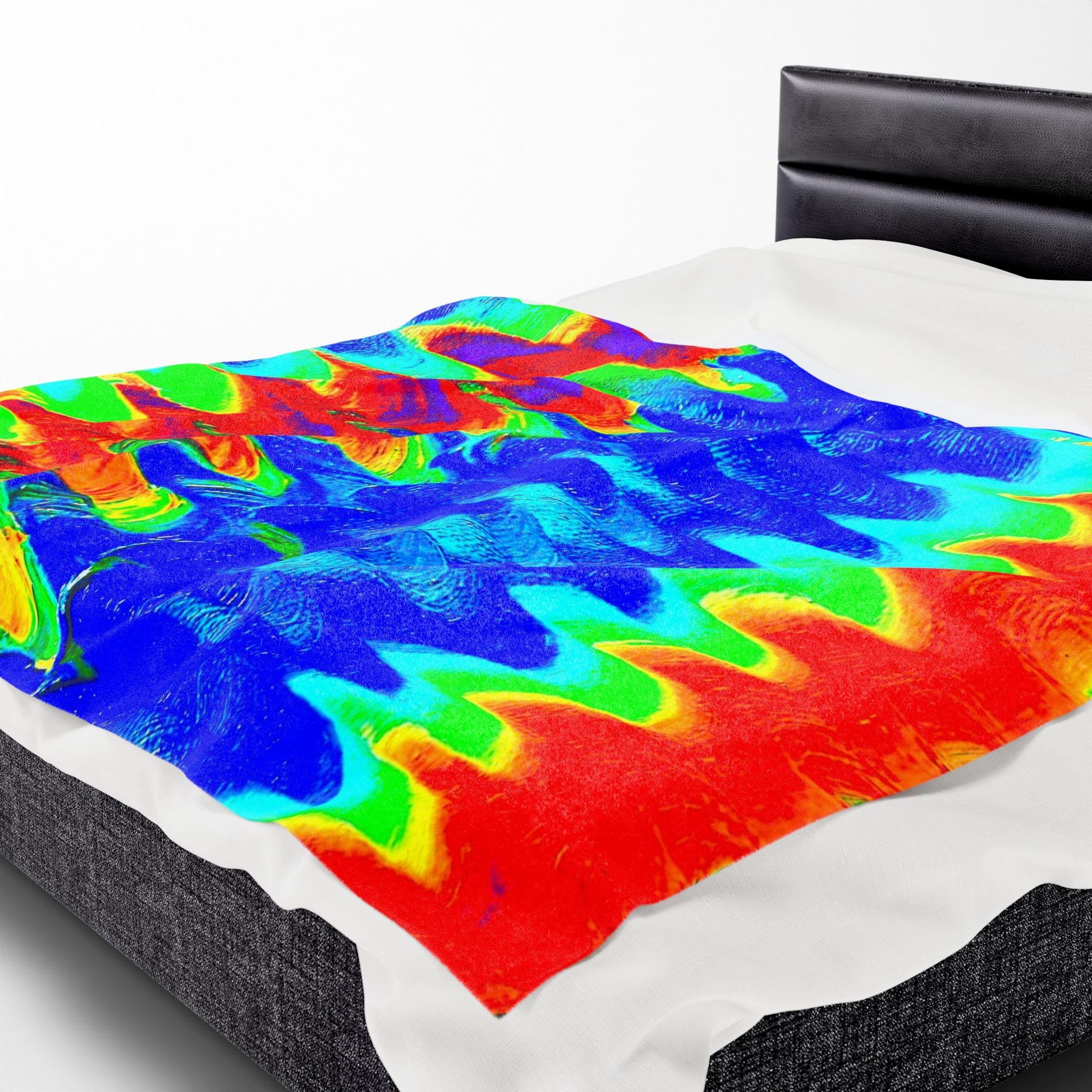 Chromatic Flow Velveteen Plush Blanket – Wrap Yourself in Energy & Color 😉