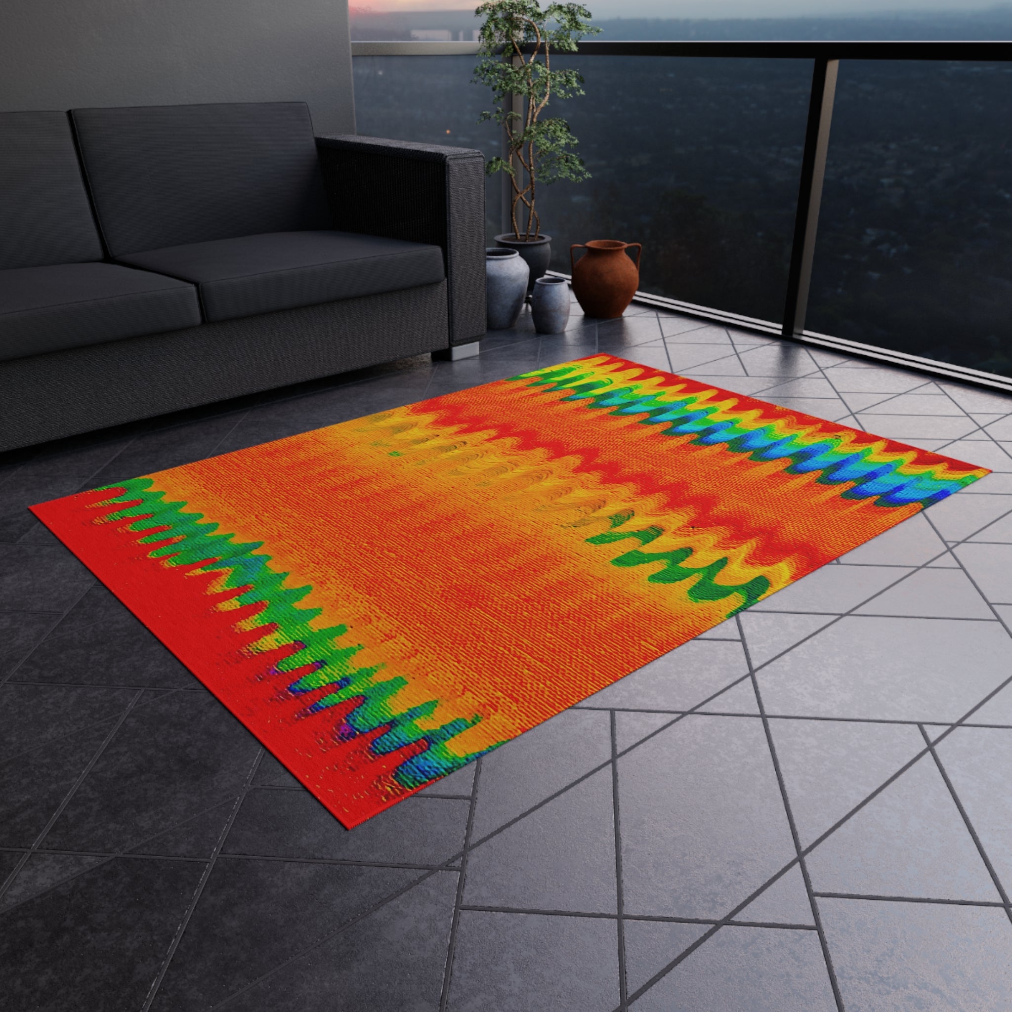 Chromatic Flow Collection Outdoor Rug — Fluid Energy Abstraction
