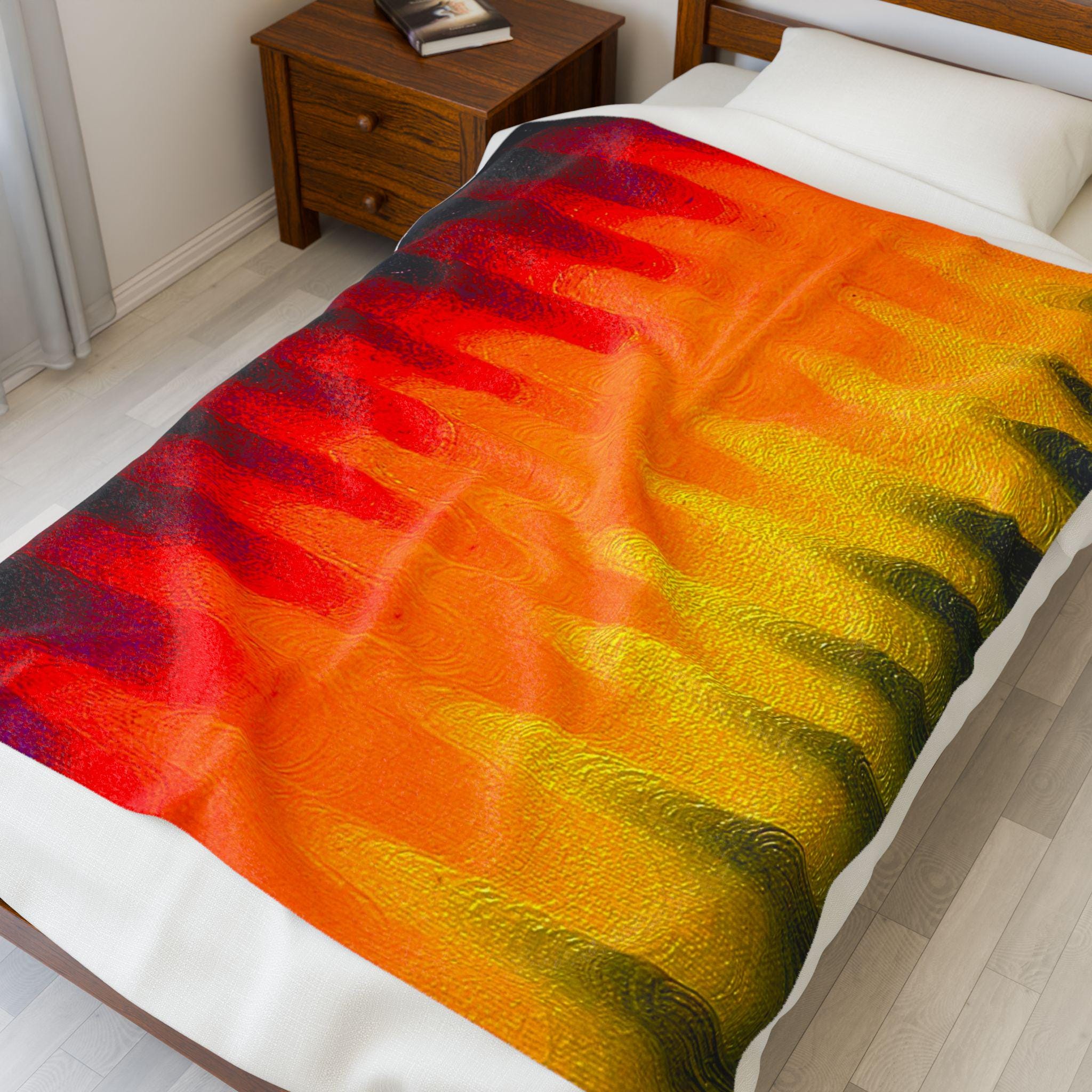Golden Fluid Wave Plush Blanket – Chromatic Flow Collection