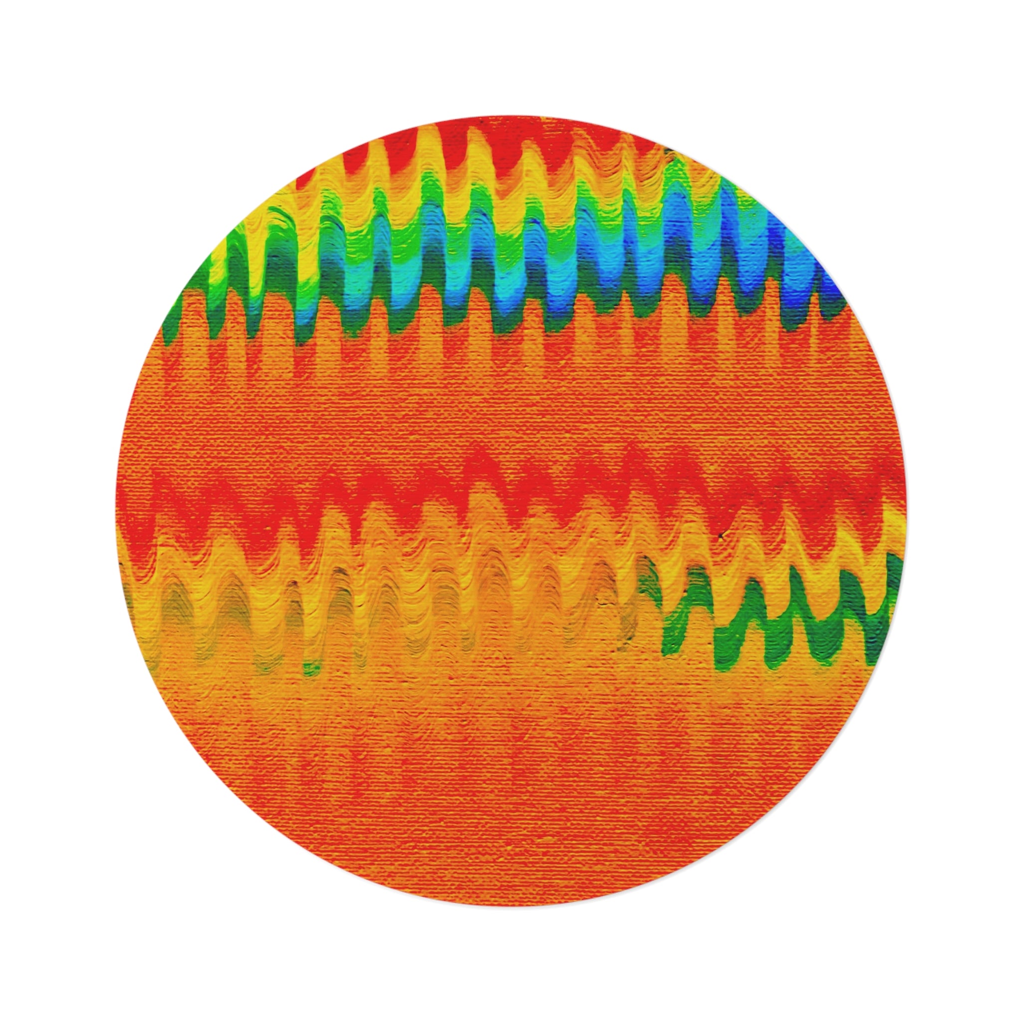 Chromatic Flow Round Rug — Fluid Energy Art Abstraction