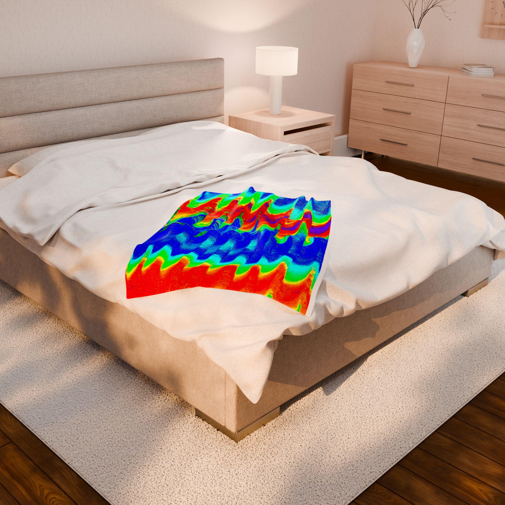 Chromatic Flow Velveteen Plush Blanket – Wrap Yourself in Energy & Color 😉