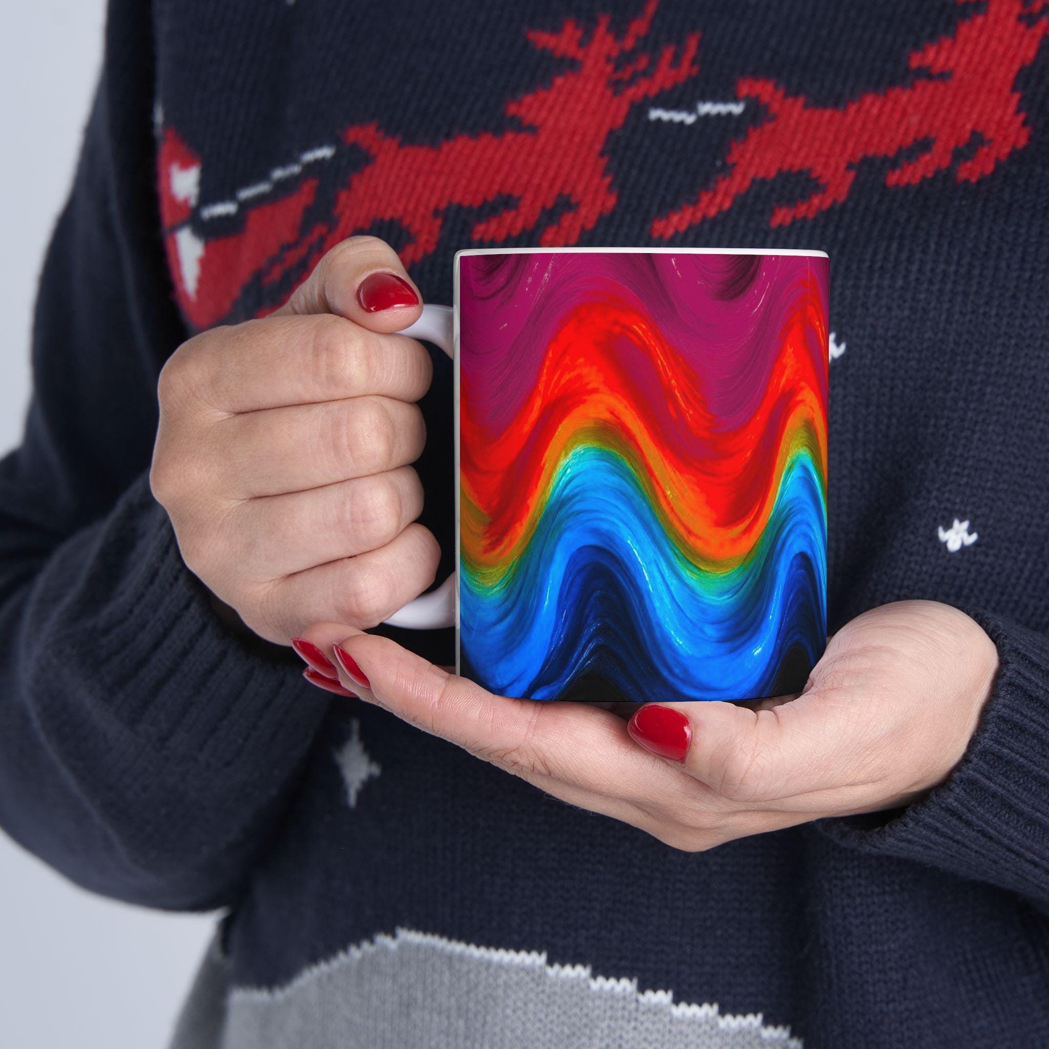 Fluid Energy Art Mug – Modern Wave Color for Every Sip! 😋